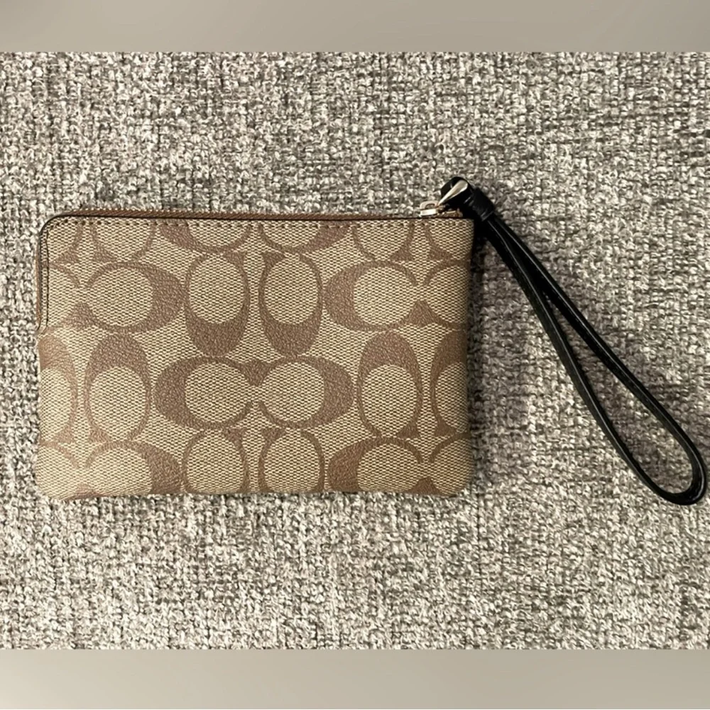 Coach Signature Brown and Black Wristlet